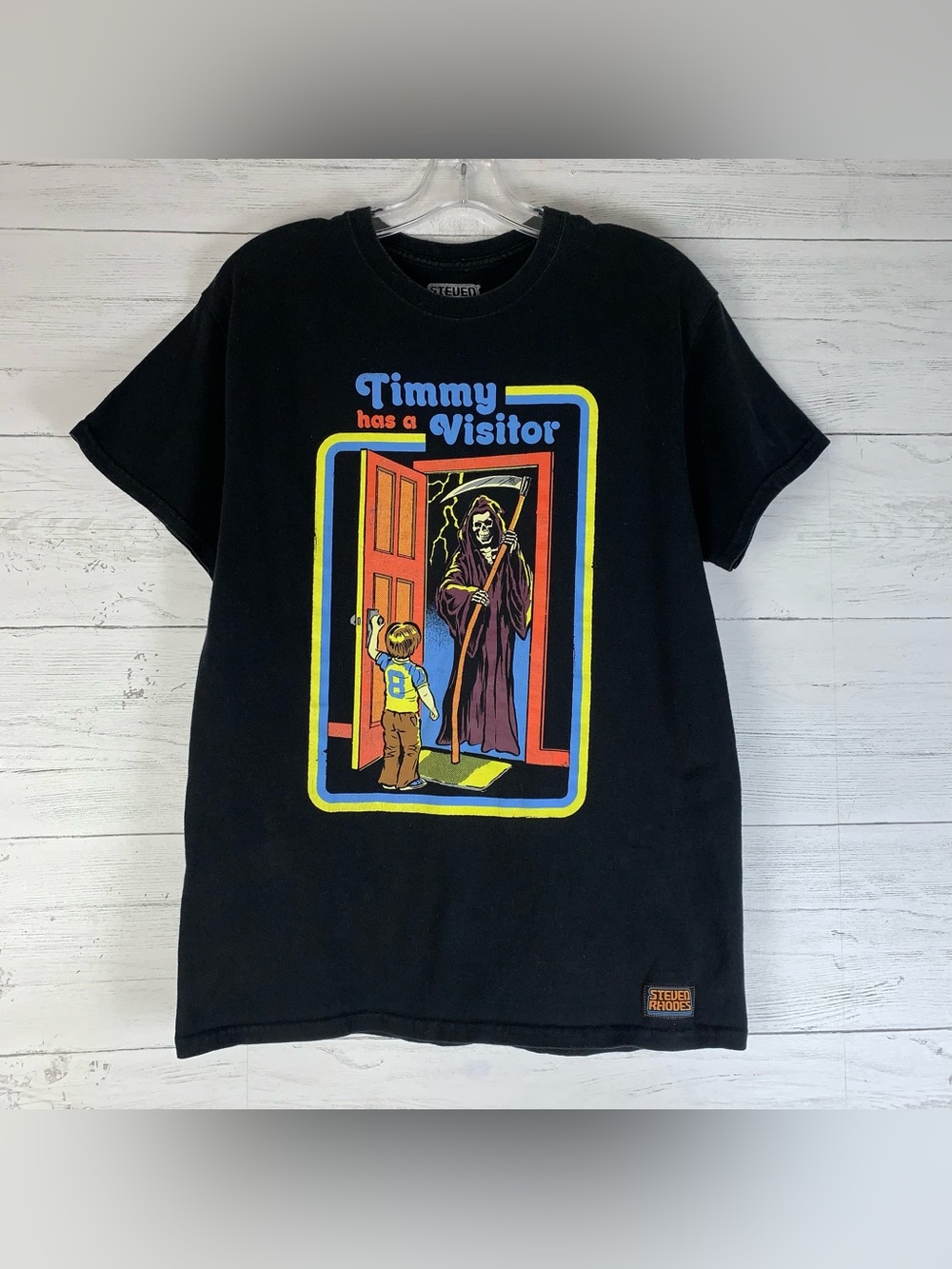 Steven Rhodes T-shirt Size M Timmy Has A Visitor Grim Death Reaper Halloween